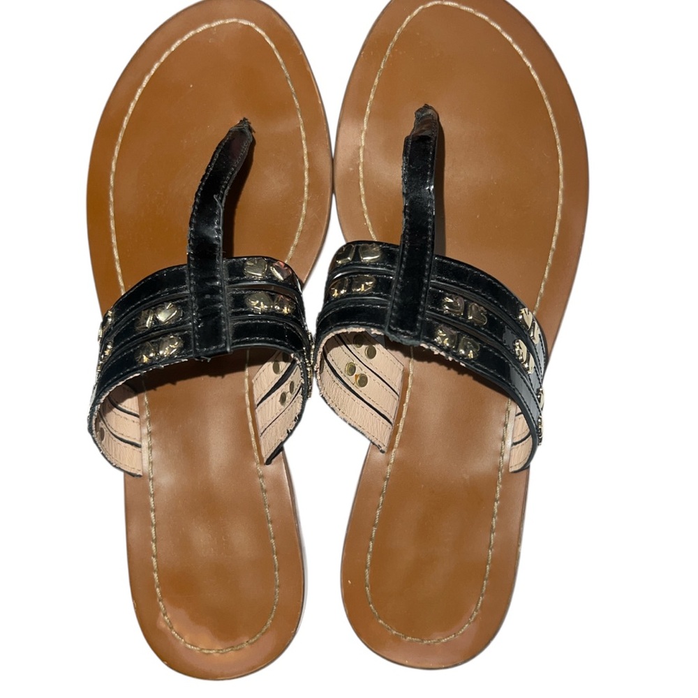 Kate Spade New York Carol Studded Sandals - Black Patent - Size 8